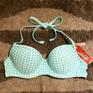 Vintage style gingham bikini top
